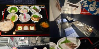 吉祥寺の高知宿毛湾直送「真鯛処 ざまに」豪快6種盛りランチ定食1,650円が刺身・炙り・天まで真鯛づくし